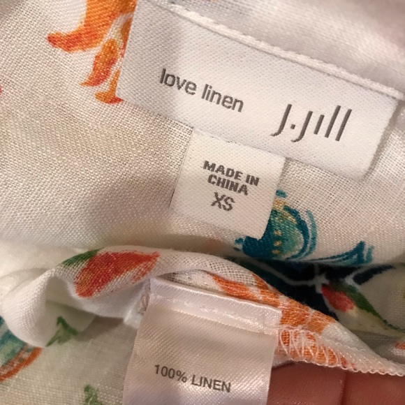 J Jill Love Linen Sleeveless Blouse Size XS Oversized White Floral Button Up - Picture 16 of 16